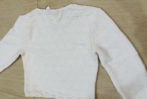 White Textured Long Sleeve Top Zudio