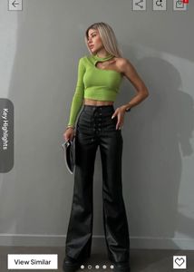 new me lace-Up Flare Faux Leather Pants