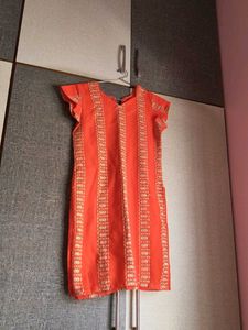 Orange Embroidered Kurta