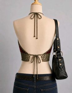 Sexy Crochet Halter Neck Crop Top