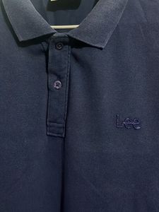 Lee Men Ink Blue Polo Neck T Shirt