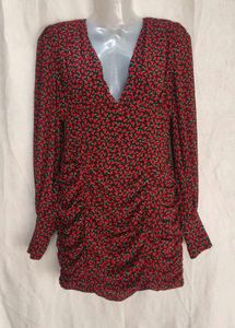 I. Chic Red Floral Print Mini Dress