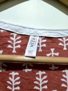 Maroon Printed Cotton Kurta