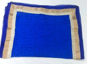 Dupatta velvet flower designer piece colour blue