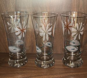Set of 3 Vintage Floral Glasses