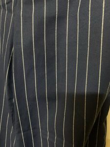 Navy Pinstripe Wide Leg Pants