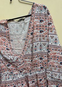 Boho Print V-Neck Mini Dress