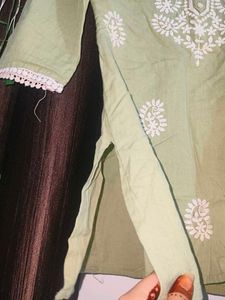 Beautiful Green Chikankari Short Kurti
