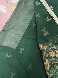 Embroidered Green Silk Saree