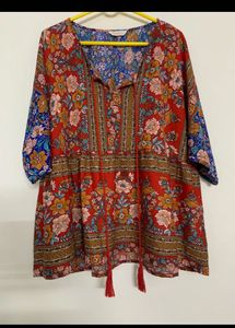 Boho Floral Print Kimono Plus Size Top