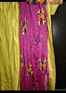Yellow Kurta with Embroidered Dupatta Set