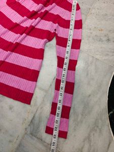 JDY BY ONLY Pink &amp; Red Striped Ribbed Sweater