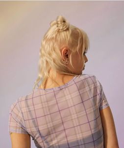 Sheer Plaid Purple Mesh Top