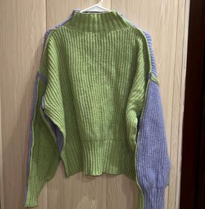 Two-Tone Korean Knit Pullover