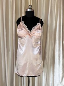 Pink lace satin cami