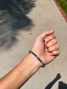 Green Beaded Bracelet with Gold Accents