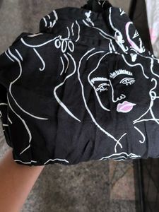 Unique Black Face Print Top