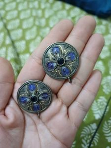 Brass handpainted handmade Floral Earrings