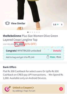 This is a Beautiful green colour Top... It's so fashionable as you can see in the picture... It's real price is also mentioned... I bought it resently... from Mintra....