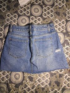 Distressed Denim Mini Skirt