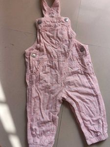 Pink Heart Print Corduroy Overalls