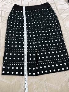 Chic Black Eyelet Midi Skirt