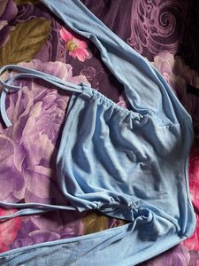 Light Blue Long Sleeve Ruched Top