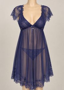 Navy Lace Teddy & Panty Set