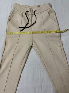 Cuuui Korean Beige Jogger Pants with Drawstring
