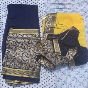 Beautiful Blue and Yellow Saree