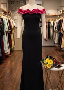 Elegant Black Off-Shoulder Ruffle Dress