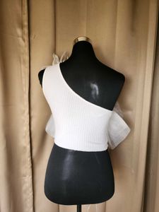Sheer Ruffle White Top