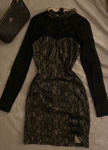 Elegant Black Lace Qipao styled Dress