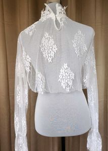 White Lace High Neck Blouse