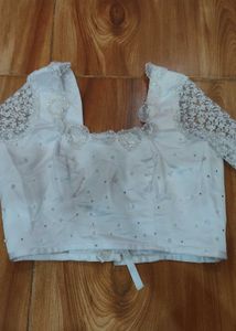 White Lace Sleeve Blouse