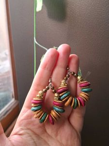 Boho Hoop Earrings with Wooden Beads