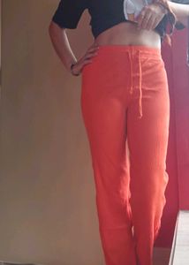 Coral Ribbed Lounge Pants
