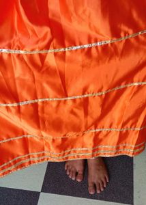 Vibrant Orange Kurta Set with Golden Accents