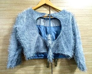 Women's Silk Fancy Blouse with Deep Neck