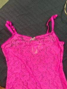 Pink Lace Camisole Slip Dress
