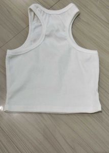 Zara White Ribbed Tank Top