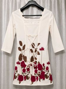 Ivory Floral Short Kurti