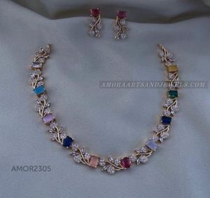 Stunning Multi-Color Stone Necklace & Earrings Set