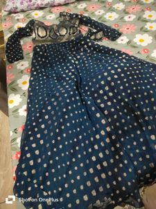 Elegant Blue &amp; Silver Ethnic Gown