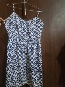 Navy & White Printed Summer Dress