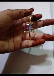 Gold Bangle Bracelet with Gemstone