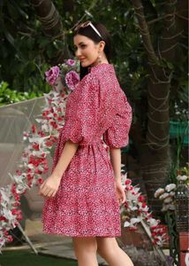 Chic Pink Printed Casual Dress