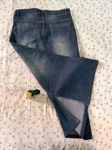 Denim Slit Skirt
