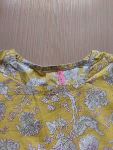 Yellow Floral Print Kurta