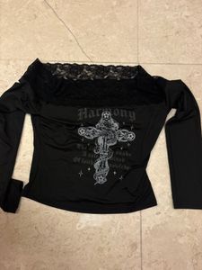 Gothic Lace Trim Off-Shoulder Top (from shein USA)
